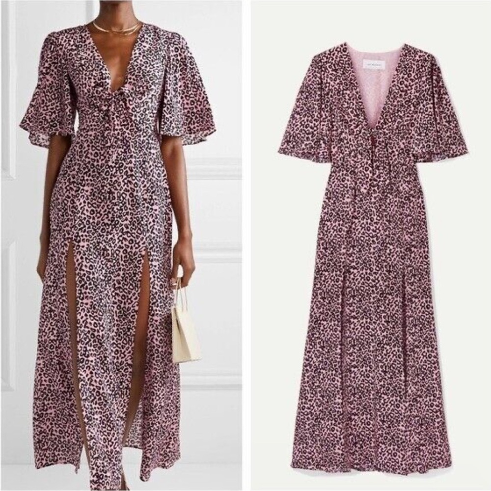 M22‎ Les Rêveries Tie Front Leopard Print Silk Maxi